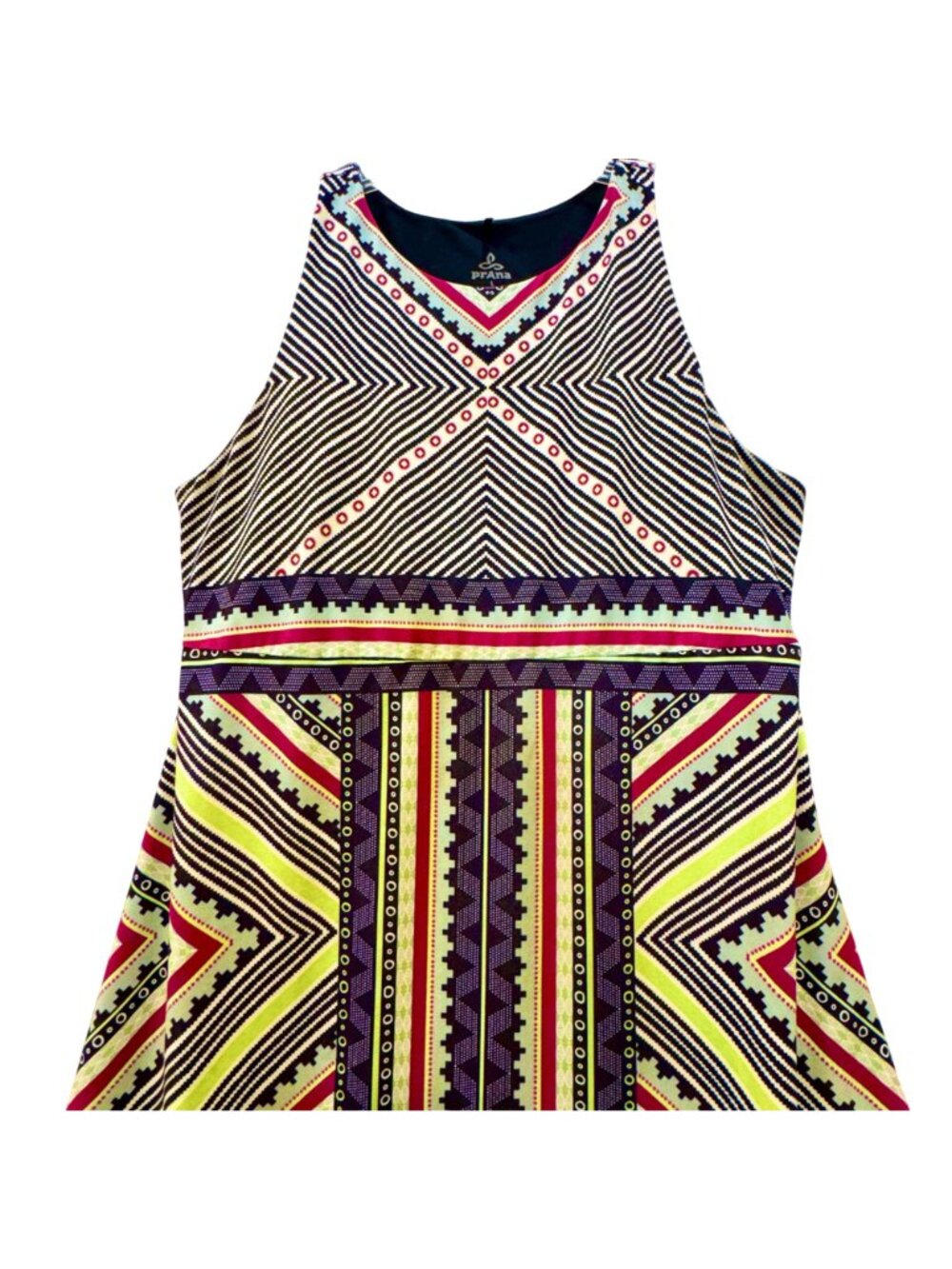 PrAna Ariel Athletic Dress Taos Sangria Geometric Print Built In Bra Size L - Picture 3 of 7